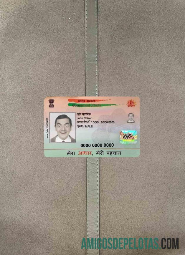 India Aadhaar PVC Card olhar de foto frente amostra